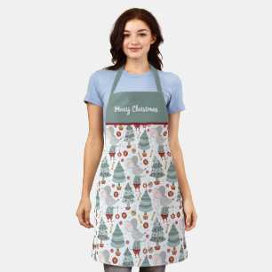 Sage Green Christmas Tree, Mouse, Gifts Apron