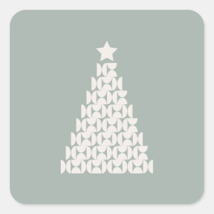 Sage Green Christmas Tree Square Sticker
