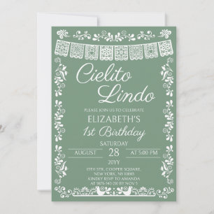 Sage Green Cielito Lindo 1st Birthday Invitation