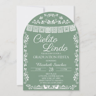 Sage Green Cielito Lindo Graduation Fiesta Arch Invitation