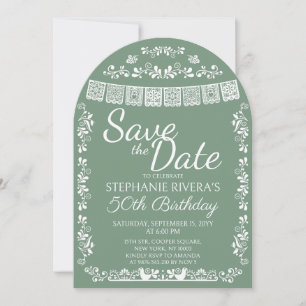 Sage Green Cielito Lindo Save the Date 50 Birthday Invitation