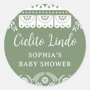 Sage Green Cielito Lindo Talavera Baby Shower Classic Round Sticker