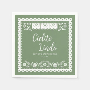 Sage Green Cielito Lindo Talavera Baby Shower Napkin