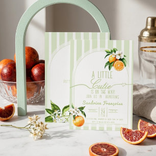 Sage Green Citrus Baby Shower Invite 
