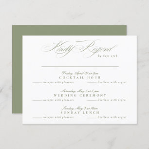 Sage Green Classic Calligraphy multi-event RSVP Card