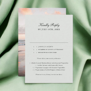 Sage Green Classic Calligraphy Photo Wedding RSVP Card