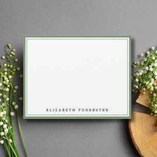 Sage Green Classic Double Border Correspondence Card