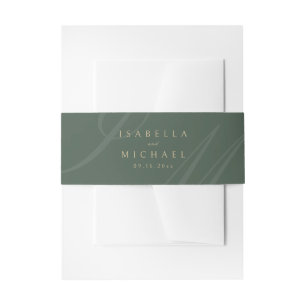 Sage Green Classic Elegance Monogram Wedding Invitation Belly Band