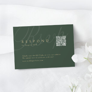 Sage Green Classic Elegance QR code Wedding RSVP Card