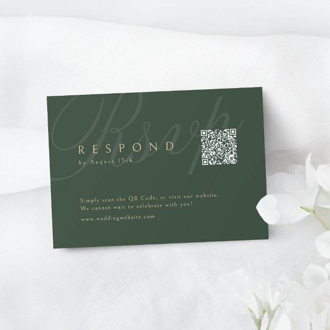 Sage Green Classic Elegance QR code Wedding RSVP Card (Sage Green Classic Elegance QR code Wedding RSVP Card)