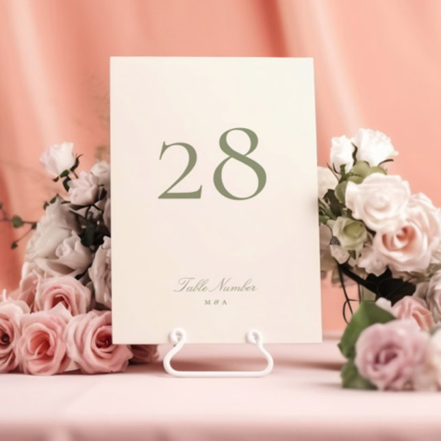 Sage Green Classic Elegant Wedding Table Number (Creator Uploaded)