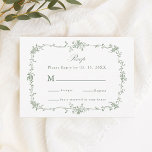 Sage Green Classic Floral Frame Wedding RSVP<br><div class="desc">Elegant victorian sage green floral wedding RSVP card. For more advanced customisation of this design,  please click the DESIGN TOOL BUTTON above!  Matching items are also available.</div>