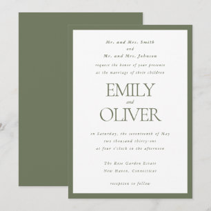 Sage Green Classic Frame Wedding Parents Host Invitation