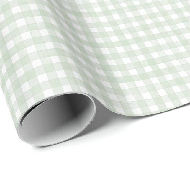 Sage Green Classic Gingham Wrapping Paper (Roll Corner)