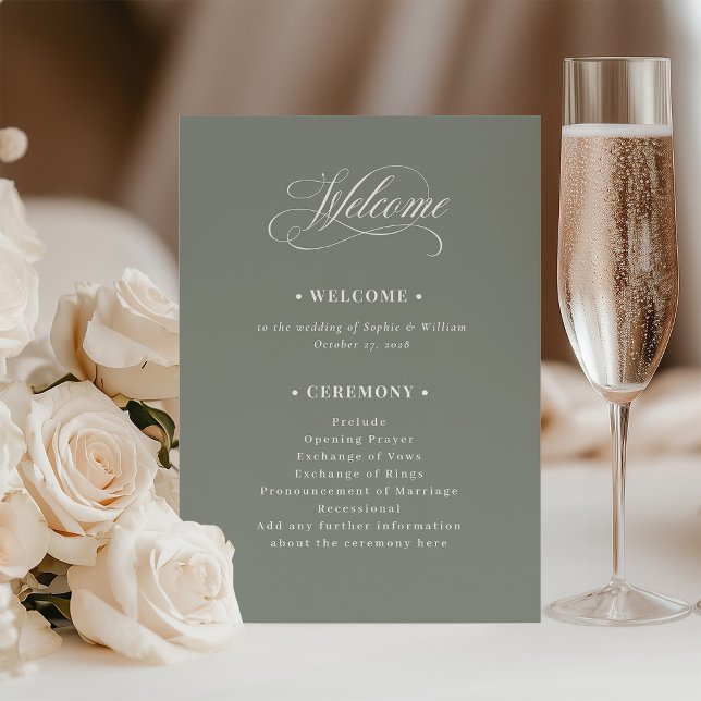 Sage Green | Classic Luxe Wedding Welcome Programme (Creator Uploaded)