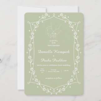 Sage Green Classic Minimal Floral Invitation