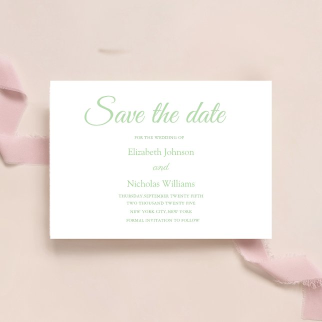 sage green classic minimal wedding save the date (Creator Uploaded)