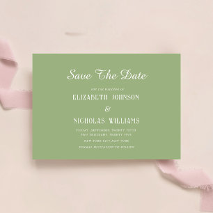 sage green classic minimalist wedding save the date