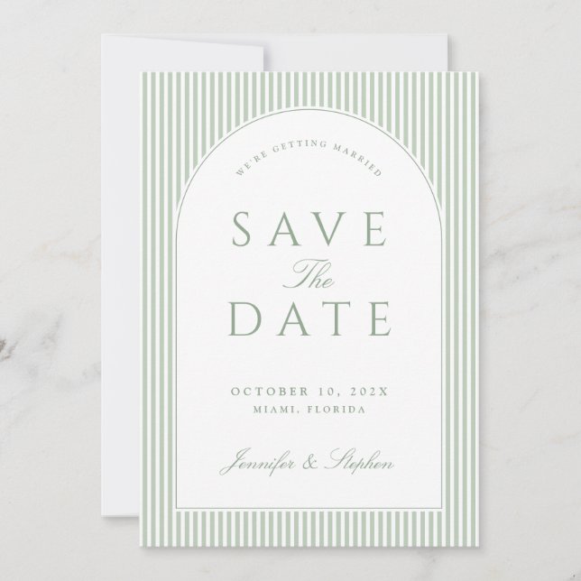 Sage Green Classic Save the Date Invitation (Front)