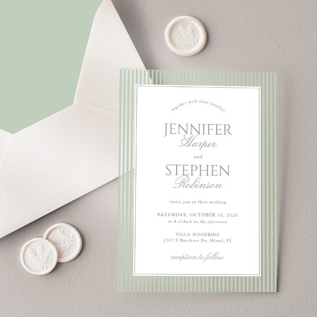 Sage Green Classic Wedding Acrylic Invitations (Creator Uploaded)