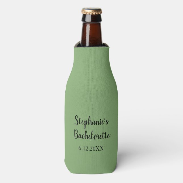 Sage Green Classy Wedding Bachelorette Favour Gift Bottle Cooler (Bottle Front)