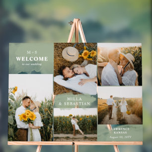 Sage Green Clean Modern & 5 Photos Welcome Acrylic Sign