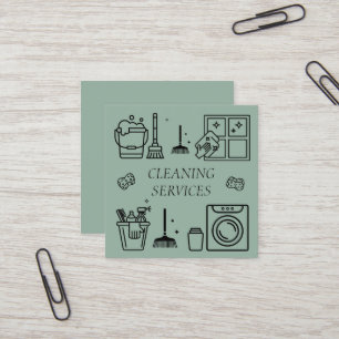 Sage Green Cleaning Services Commercial Domestic  Square Business Card
