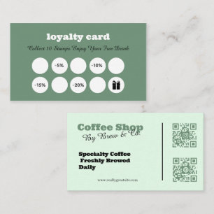 Sage Green Coffee Shop Loyalty Stamp Card