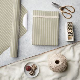 Sage Green Color Simple Stripes Wrapping Paper