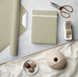 Sage Green Color Simple Stripes Wrapping Paper