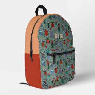 Sage Green Colourful Beetle Bug Personalised Printed Backpack