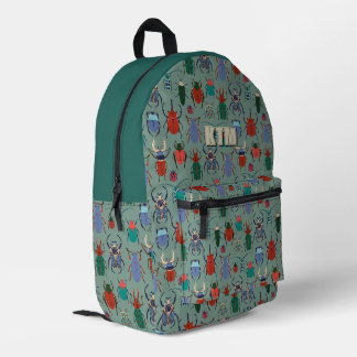 Sage Green Colourful Beetle Bug Personalised Printed Backpack
