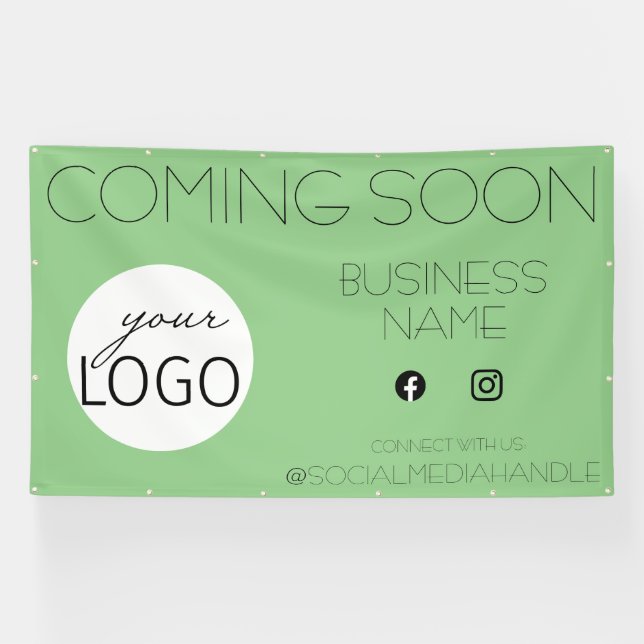 Sage Green Coming Soon Business Logo Promotional B Banner (Horizontal)