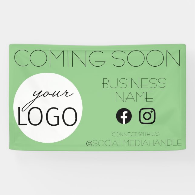 Sage Green Coming Soon Business Logo Promotional Banner (Horizontal)