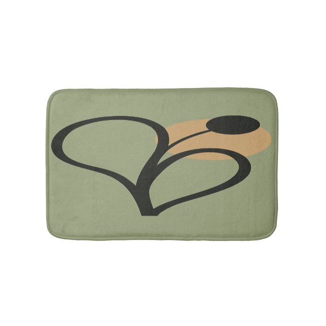 Sage Green Contemporary Botanical  Bath Mat (Front)