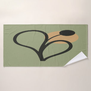 Sage Green Contemporary Botanical Bath Towel