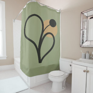 Sage Green Contemporary Botanical  Shower Curtain