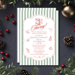 Sage Green Corporate Christmas Cocktail Party Invitation