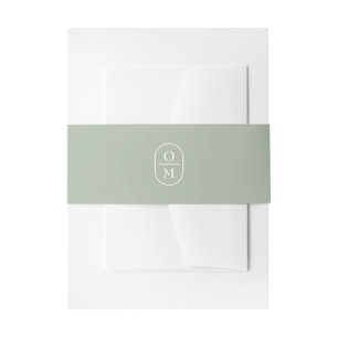 Sage Green Couple Monogram Wedding Invitation Belly Band