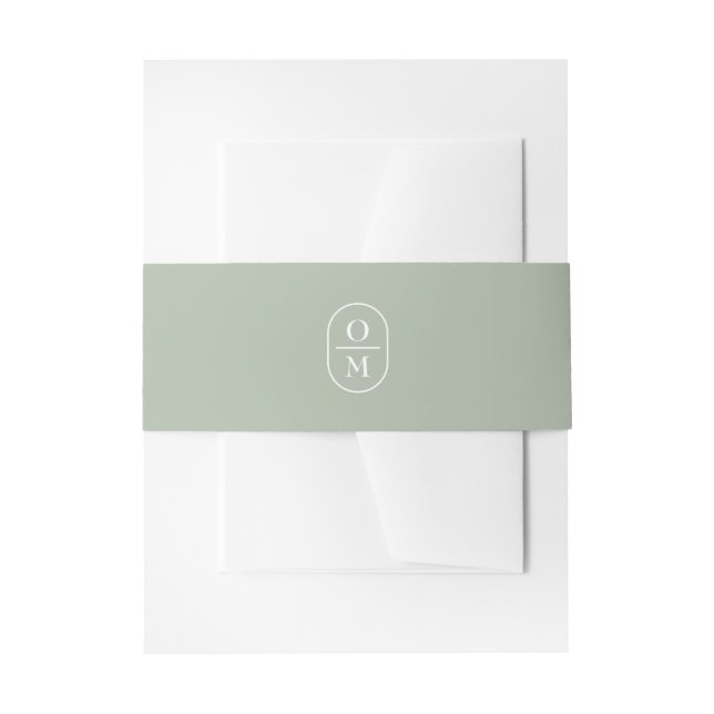 Sage Green | Couple Monogram Wedding Invitation  Belly Band (Front Example)