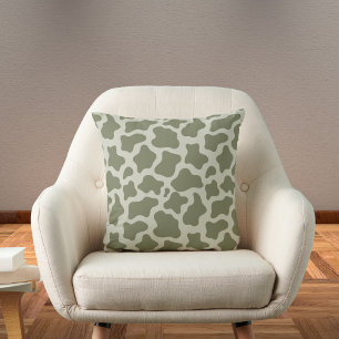 Sage Green Cow Print Cushion