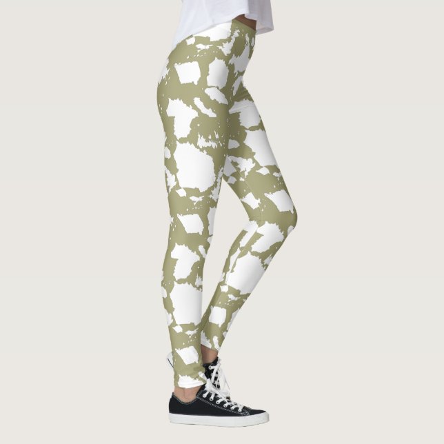 Sage Green Cow Print Leggings (Right)