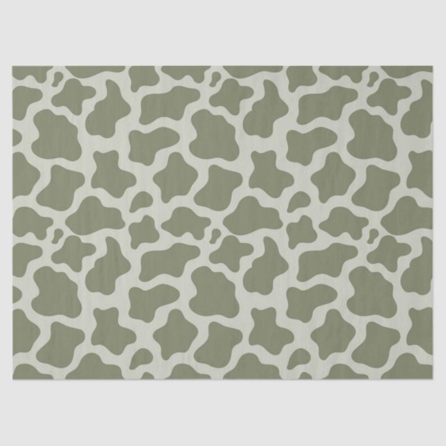 Sage Green Cow Print Tissue Paper (Front)
