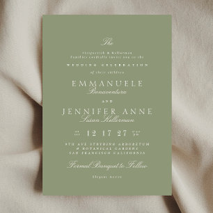Sage Green Cream Elegant Calligraphy The Wedding Invitation