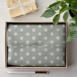 Sage Green Cream Ivory Polka Dot Tissue Paper