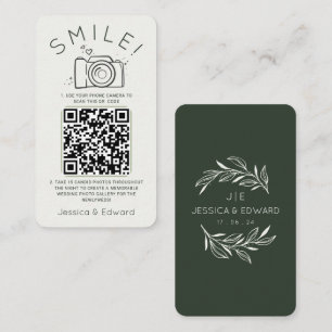 Sage Green Cream Memorable Photos Qr Code wedding Place Card
