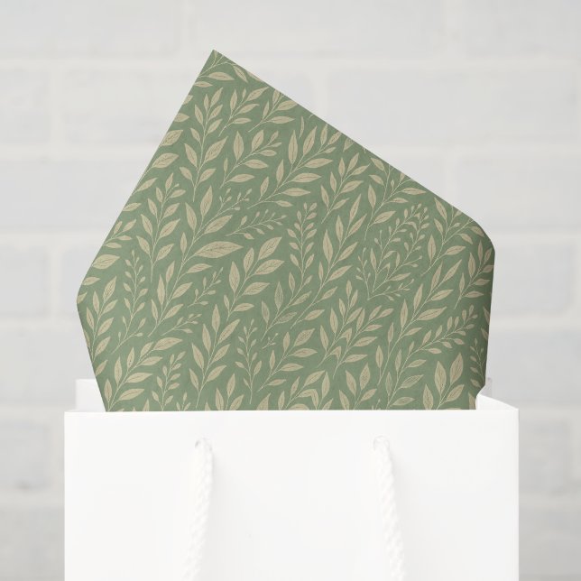 Sage Green Cream Olive Botanical Tissue Paper (Gift Bag)
