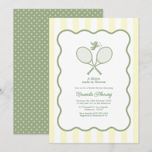 Sage Green & Cream Preppy Tennis Bridal Shower Invitation