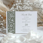 Sage Green Cream William Morris Save the Date Invitation<br><div class="desc">Announce your special day with elegance and historical charm using this William Morris-inspired Save the Date invitation. The front features sage green and cream hues, showcasing an elaborate botanical design that echoes the iconic patterns of the Arts and Crafts movement. The reverse complements with a simple yet sophisticated sage green...</div>