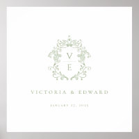 Sage Green Crest Monogram Wedding